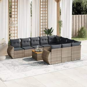 Conjunto de Sofás Modulares Grandes de Ratán PE Gris para Jardín, Colección Premium de Muebles para Exteriores - Product Image 1