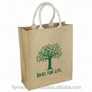 Vente en gros Logo personnalisé Fourre-tout en toile de jute écologique blanc naturel Sac à provisions en jute d'épicerie - Product Image 2