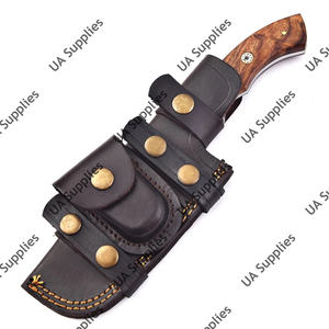 Cuchillo de caza y bushcraft personalizado OEM DIY de acero de Damasco forjado a mano con espiga completa, funda y mango de palisandro - Product Image 6