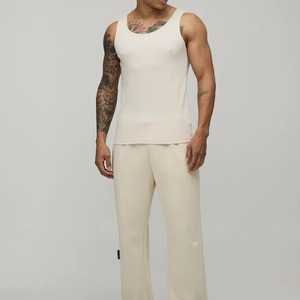 Wholesale Premium Quality Men's <b>White</b> Ribbed <b>Tank</b> <b>Top</b> O-Neck Solid Color Casual Knitted Sleeveless Shirt Breathable Cotton <b>Tops</b> - Product Image 4