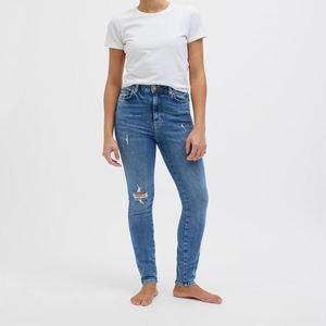 Street Style Custom Best Quality High <b>Waist</b> Ripped Wide Leg <b>Jeans</b> Women Vintage Distressed Denim Pants Best Selling - Product Image 1