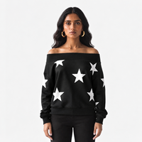Sweat-shirt pour femme à épaules dénudées en mélange polyester-coton 400g, imprimé lettres, haute qualité, nouveau style, pull d'hiver
