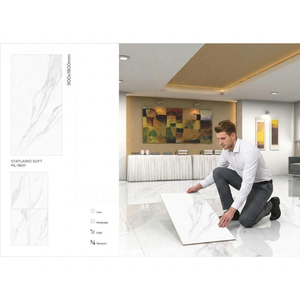 Dalles de porcelaine effet marbre Travertino Crema 900x1800mm 10mm d'épaisseur, finition brillante, résistantes aux acides, antibactériennes, pour murs et sols - Product Image 5