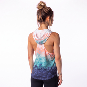 Lightweight Printed Hooded Tank Top <b>Women</b> Quick Dry Gym Workout Stringer Sleeveless Fitness Wear Hoodie Ladies Y-Line Hood Top - Product Image 3
