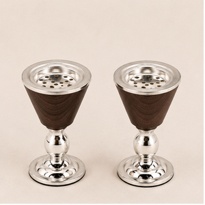 Arabic Metal <b>Bakhoor</b> Burner With Removable Stainless Steel Cup Dark Wood And Chrome Goblet Incense Holder Modern Charcoal <b>Oud</b> - Product Image 3