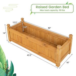 Bac à légumes rectangulaire surélevé en bois avec système de drainage pour la plantation de fleurs et de plantes vertes - Product Image 6