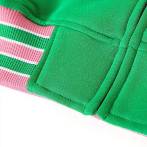 AKA Green Fleece Letterman Jacket Unisex Pink Chenille Embroidery Greek Letter Varsity Style Premium Cotton <b>Zip</b> <b>Up</b> Streetwear - Product Image 4