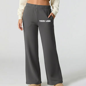 Pantalones Casuales de Mujer de Alta Calidad con Encaje y Forro Polar, Pantalones Deportivos Transpirables de Invierno, Logotipo Impreso DTF Personalizado, Cintura Elástica, Precio Económico - Product Image 4