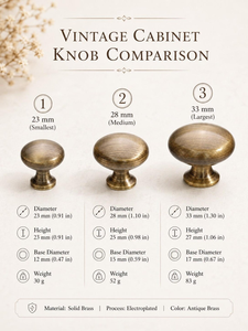 Poignée de meuble en laiton brossé antique, bouton rond décoratif pour armoire, tiroir, commode, penderie - Product Image 6
