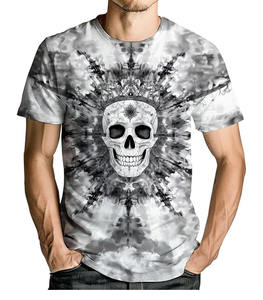T-shirt graphique tête de mort craquelée noir et blanc 100% coton, audacieux et affirmé - Product Image 2