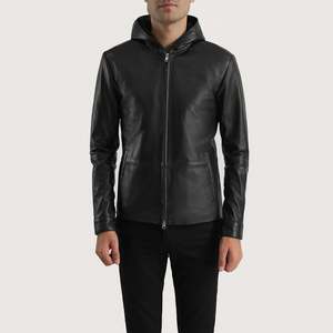 Veste de moto décontractée pour homme FURAT en cuir véritable noir respirant et imperméable, col montant, fermeture éclair, coupe classique, style hiver - Product Image 4