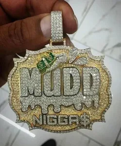 Colgante Personalizado con Nombre para Hombre en Oro Amarillo de 14K, Estilo Hip Hop, con Letras Decoradas, Colgante de Moda - Product Image 3