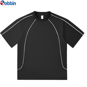 BOBBIN INDUSTRIES T-shirt personnalisé pour homme grande taille, style streetwear, avec coutures contrastées et patchwork, manches courtes, coupe classique, unisexe - Product Image 4