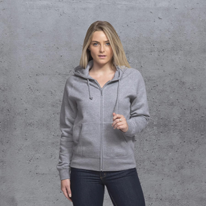 Chaqueta polar gris para mujer con cremallera completa, capucha, bolsillo canguro, ajuste regular, para otoño, impermeable, con cuello y mangas desmontables - Product Image 4