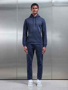 Men's <b>Navy</b> Hooded <b>Sweatshirt</b> Regular Fit Casual Autumn Solid Color Knitted French Terry Pocket Design O-Neck - Product Image 1