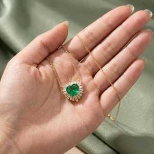 Heart Shape Natural Emerald 925 Sterling Silver 14K Gold Plated May Birthstone Pendant Luxury Fine Jewelry Gift - Product Image 4