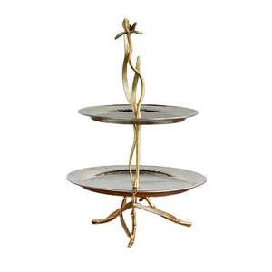 Support à gâteau en métal de haute qualité, design personnalisé, 3 étages, élégant pour anniversaire, mariage, avec dôme en acrylique - Product Image 2