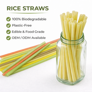Pajitas de Arroz Biodegradables Comestibles de Alta Calidad, Pajitas Desechables para Beber para Uso en Bares - Product Image 1