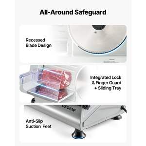 Rebanadora Eléctrica de Alimentos de 8.6 Pulgadas y 200W, Certificación ETL, Dos Cuchillas SUS420, Grosor Ajustable de 0-0.6 Pulgadas para Carne - Product Image 6