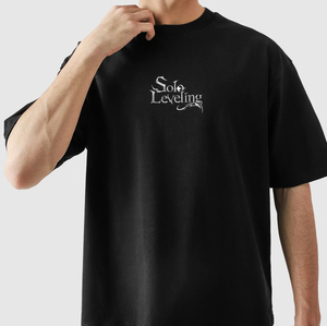 Nueva Camiseta de Estilo Japonés de Anime Solo Leveling, Personalizada, al por Mayor, Tejida, Lavada, con Cuello en V, Manga Corta, Ajuste Holgado, Patrón Sólido, Hombros Caídos - Product Image 6