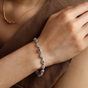 Bracelet tennis en zircon arc-en-ciel, bracelet multigemme coloré, bijoux de mariée, cadeau pour elle - Product Image 3