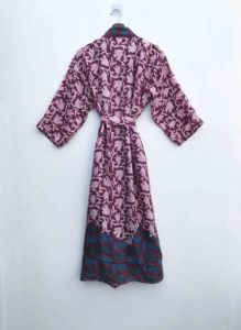 Kimono de Seda Vintage Premium, Estilo Saree, con Parches, Ropa de Estar por Casa y de Playa, Precio al por Mayor - Product Image 5