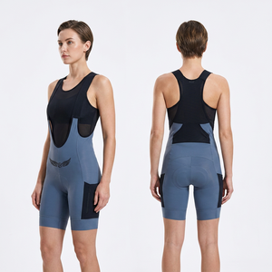 Cuissard de cyclisme ajusté pour homme en Spandex et Polyester, anti-humidité, bleu et noir, avec logo sur la jambe droite, pour adulte - Product Image 3