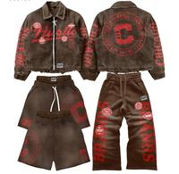 Ensemble de survêtement complet à capuche marron et rouge, veste zippée et pantalon de survêtement respirant, streetwear automne unisexe adulte personnalisé et coordonné