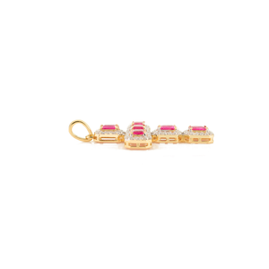 14K <b>Solid</b> Rose <b>Gold</b> Marquise Cut Ruby Cross Charm <b>Pendant</b> - Product Image 6