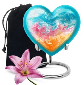 Urna de cremación para siempre conmemorativa de corazón de mamut de alta calidad más vendida para cenizas humanas con soporte y bolsa de terciopelo gratis - Product Image 6