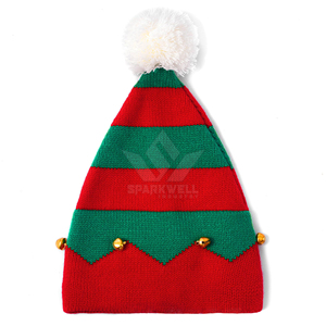 SPARKWELL INDUSTRY Bonnet en tricot Père Noël Rouge et Blanc Unisexe Adulte Hiver Fête 54-56CM Acrylique - Product Image 5