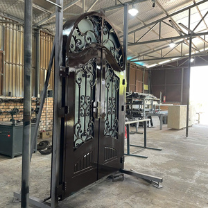 ประตูเหล็กดัดแบบกำหนดเอง ประตูภายนอก ประตูทางเข้าเพื่อความปลอดภัย ดีไซน์ประตูเหล็กหุ้มเกราะสำหรับทางเข้าบ้านหลัก ทนทาน - Product Image 6