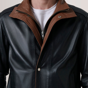 Chaqueta de Cuero Genuino para Hombre, Colección Otoño, Cálida, con Capucha, Cierre de Cremallera, Estilo Urbano, Ecológica, Precio Económico al por Mayor - Product Image 6