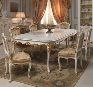 Juego de Comedor Rectangular de Madera de Teca Blanca de Lujo, Tallado al Estilo Francés, Muebles de Comedor Ecológicos para Hotel, Hecho en Indonesia - Product Image 2