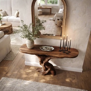 Mesa Consola de Madera Maciza con Borde Natural Irregular Estilo Wabi Sabi, Mesa de Entrada Rústica para Recibidor, Mesa Decorativa Larga para Pasillo - Product Image 5