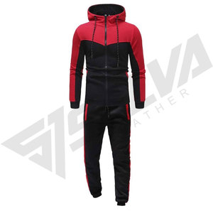Men's Red Black Hooded Street Style 100% Cotton Tracksuit <b>Set</b> <b>Knitted</b> Sweatshirt Pants with Drawstring Breathable Autumn Wear - Product Image 3