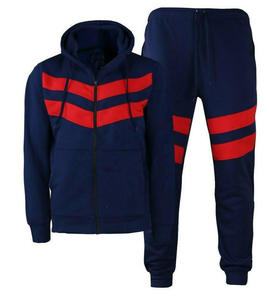 Conjunto Deportivo Personalizado con Estampado Chevron en V, Sudadera con Cierre y Capucha, Estilo Urbano, Tela de Felpa Ecológica de Alta Calidad - Product Image 1