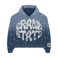 Conjunto de Sudadera con Capucha y Pantalones Cortos para Hombre, con Estampado de Diamantes de Imitación, Corte Regular, Dos Piezas, Ropa Urbana de Verano Personalizada OEM