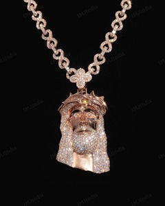 Pendentif visage de Jésus 3D, pendentif en diamant moissanite glacé, bijoux religieux, collier avec breloque personnalisée, pendentif Jésus en argent 925 - Product Image 1