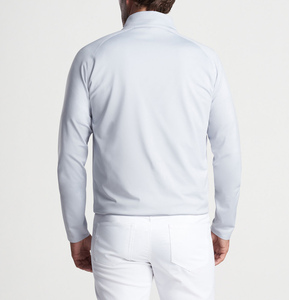 Sweat-shirt gris pour homme à col zippé, manches longues, couleur unie, décontracté, en coton tricoté, avec fermeture éclair, respirant - Product Image 2