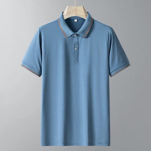 Men's Blue Star Printed Polo <b>Shirt</b> Short Sleeve Regular Fit Casual Style Oxford Fabric Woven Design - Product Image 5