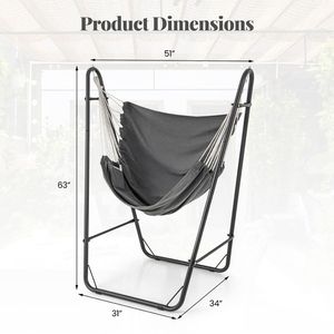 Heavy Duty Metal Frame <b>Hammock</b> Chair with Practical Side Pocket Comfortable Outdoor Seating Solution - Product Image 5