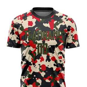 Camiseta de Fútbol Sublimada Personalizada para Hombre, Estampado de Camuflaje, Cuello Redondo, Manga Corta, Uniforme Deportivo Transpirable para Todas las Temporadas - Product Image 3