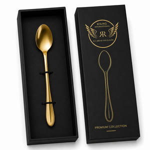 Cuchara de Café Dorada con Asa de Estilo Botánico, en Caja de Regalo de Lujo, de Latón Premium, Resistente al Calor y Apta para Lavavajillas, Cuchara para Postre - Product Image 4