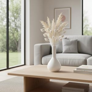 White <b>Ceramic</b> Glazed Minimalist <b>Vase</b> Custom Design Flower Vessel Modern Home Decor for Living Room - Product Image 3