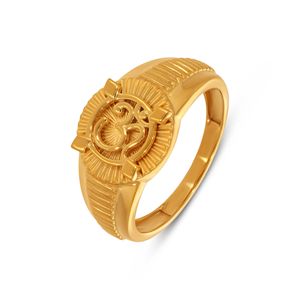 Sacred Symbol <b>Men</b>’s Gold <b>Ring</b> Premium Yellow Gold Om Engraved <b>Ring</b> <b>for</b> <b>Men</b> Traditional Hindu Spiritual Statement <b>Ring</b> - Product Image 1