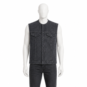 Gilet en jean sans manches pour homme, style motard, vintage, décontracté, en coton, pour clubbing et mode, vente en gros personnalisée - Product Image 1