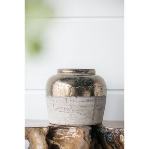 Vase d'appoint rond en céramique Sienna Brown 13x13x11, vase en porcelaine - Product Image 1