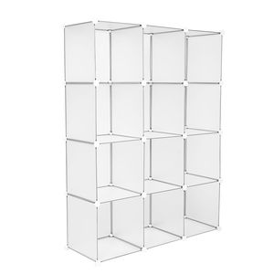 Étagère de rangement à 12 cubes en métal, plastique et rotin pour armoire et placard - Product Image 4