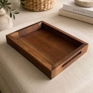 Traditional Indian wooden serving <b>tray</b> <b>with</b> hand painted motifs for cultural decor festivals gifting dining from india - Product Image 5